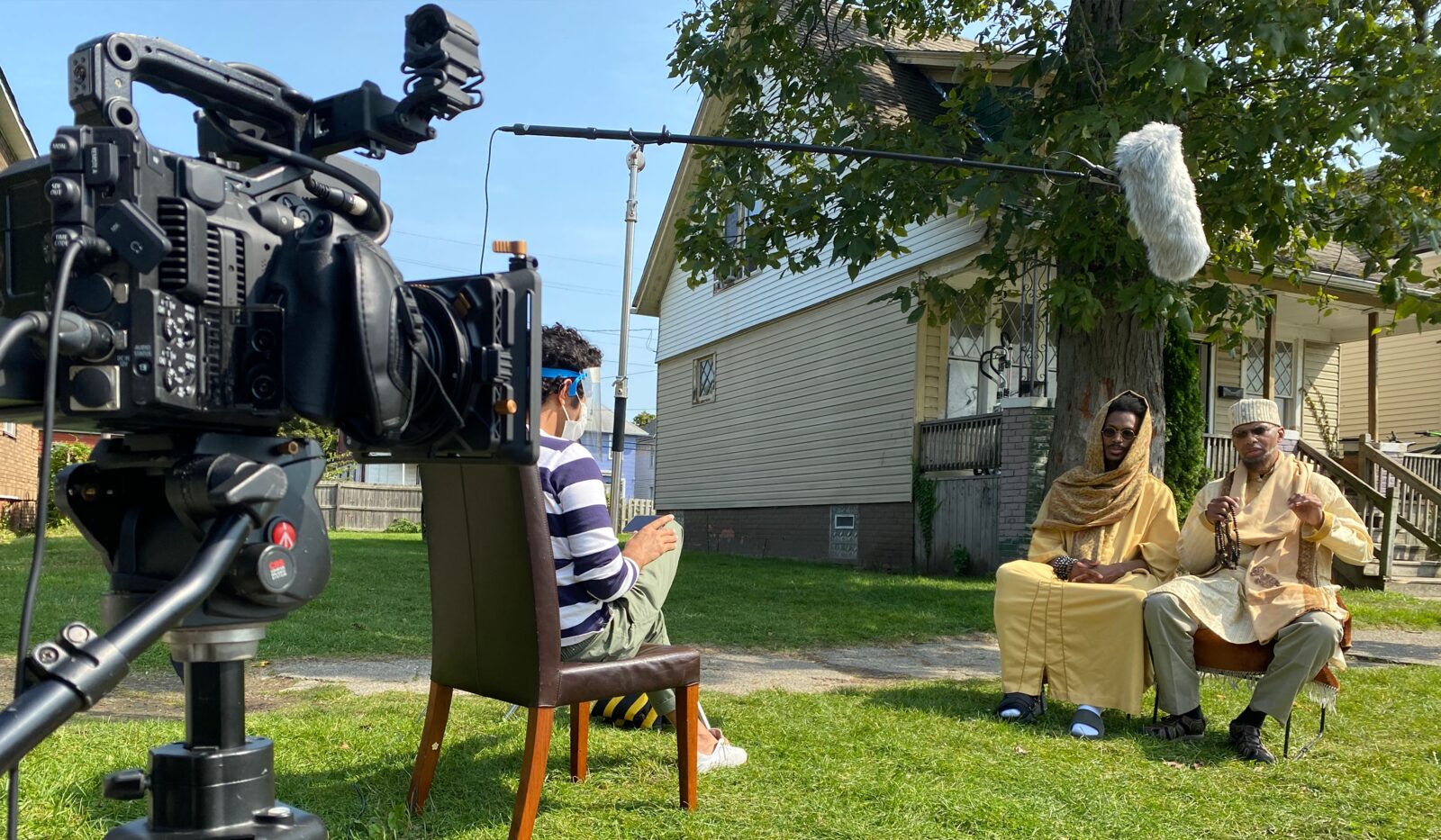 Visual Lion outdoor documentary production setup